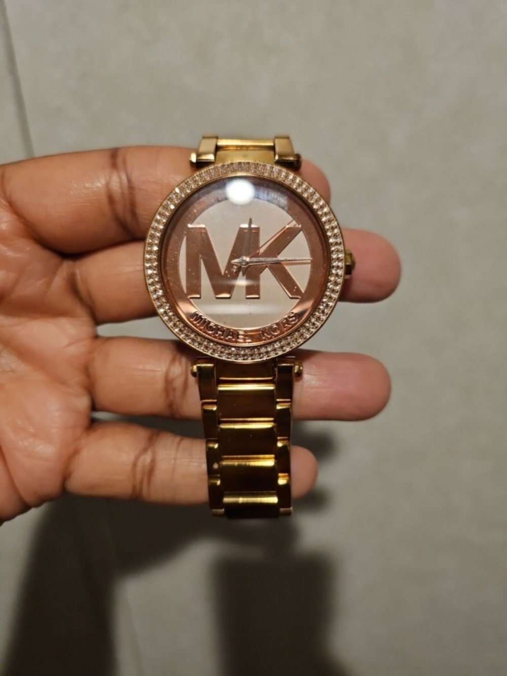 Michael Kors Rose Gold STAINLESS Crystal Accent ( STONES/ NO DIAM) MK Logo Watch